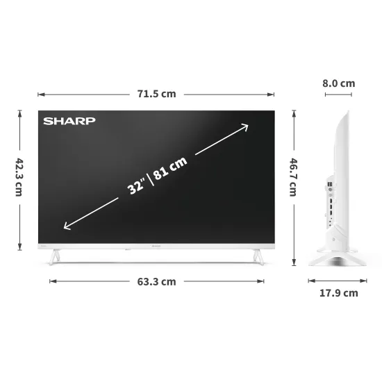 Sharp 32HF2265EW HD Ready Smart LED TV, 32", 81.28 cm 