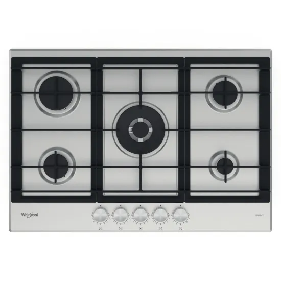 Whirlpool GMWL 728/IXL beépíthető gáz főzőlap, 73x51x4.1 cm, 5 gázégő, wok égőfej, inox ixelium szín
