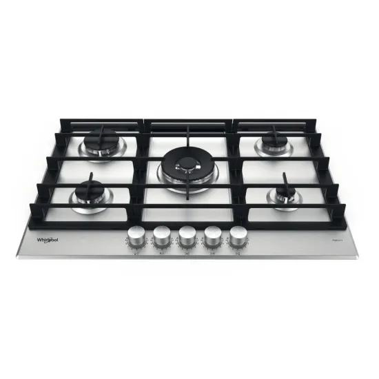 Whirlpool GMWL 728/IXL beépíthető gáz főzőlap, 73x51x4.1 cm, 5 gázégő, wok égőfej, inox ixelium szín