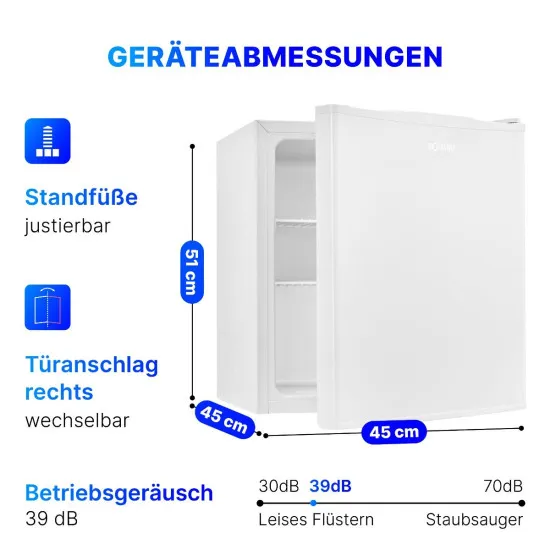 Bomann KB 7346 egyajtós mini hűtőszekrény, 42L, 45x45x51 cm 