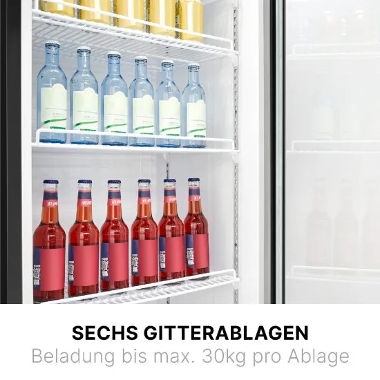 Bomann KSG 7351 üvegajtós italhűtő, 356L, 59.5x57x194.5 cm, fekete szín