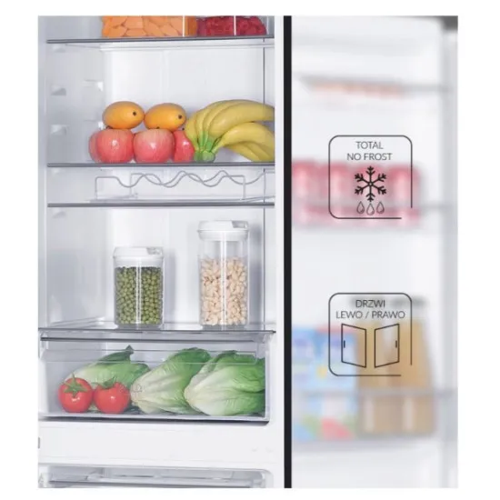 MPM MPM-312-FF-60-D Total No Frost alulfagyasztós kombinált hűtőszekrény, 210/83L, 60x60.5x186 cm, sötét inox szín 