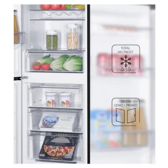 MPM MPM-312-FF-60-D Total No Frost alulfagyasztós kombinált hűtőszekrény, 210/83L, 60x60.5x186 cm, sötét inox szín 