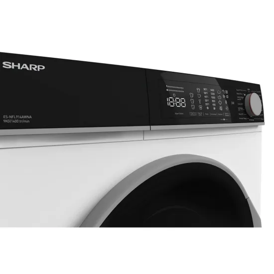 Sharp ES-NFL914AWNA-EE elöltöltős mosógép, 9 kg, inverter motor, 59.7x58.2x84.5 cm 