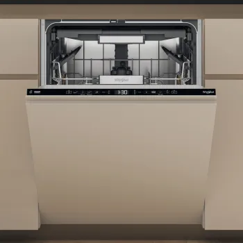 Whirlpool W7I HT58 T teljesen beépíthető mosogatógép, 3 kosár, automatikus ajtónyitás, 15 teríték, 59.8x55.5x82 cm