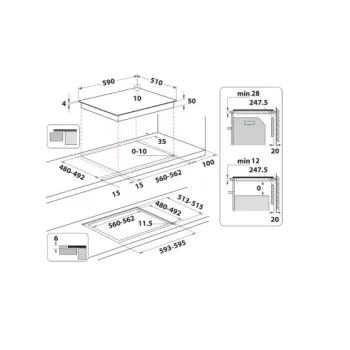 Whirlpool WB S2560 NE BM beépíthető indukciós kerámialap, 59x51x5 cm, fekete szín 