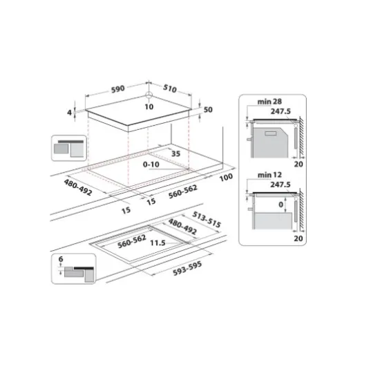 Whirlpool WB S2560 NE BM beépíthető indukciós kerámialap, 59x51x5 cm, fekete szín 