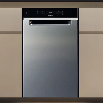Whirlpool WH6UB10BS7A0X pult alá építhető kezelőpaneles mosogatógép, 10 teríték, 3 kosár, automatikus ajtónyitás, 44.8x59x82 cm, inox szín 