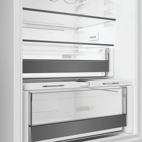 Whirlpool WHK2 5292 B4E Total No Frost beépíthető alulfagyasztós kombinált hűtőszekrény, 194/76L, Zen Inverter Kompresszor, 54x55x177.5 cm, cink fém szín 