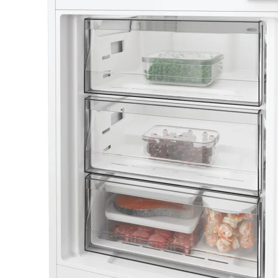 Whirlpool WHK2 5323 B5E1 Total No Frost beépíthető alulfagyasztós kombinált hűtőszekrény, 224/76L, Zen Inverter Kompresszor, 54x55x193.5 cm, cink fém szín 
