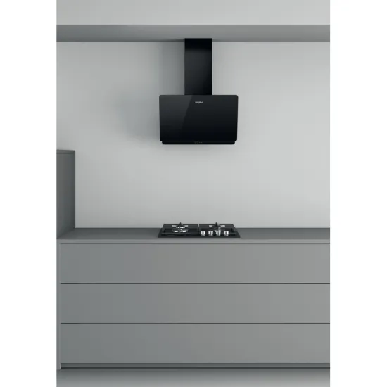 Whirlpool WHVP 65F LM K beépíthető falra szerelhető döntött kürtös konyhai elszívó, 59.8x32.6x36 cm, fekete szín 