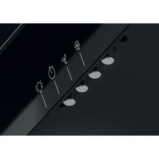 Whirlpool WHVP 65F LM K beépíthető falra szerelhető döntött kürtös konyhai elszívó, 59.8x32.6x36 cm, fekete szín 