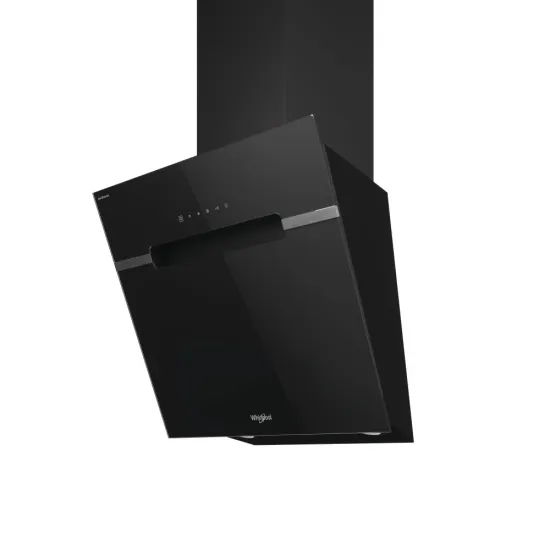 Whirlpool WHVS 61F LT DP K beépíthető falra szerelhető döntött kürtös konyhai elszívó, 59.8x37.1x147.5 cm, fekete szín