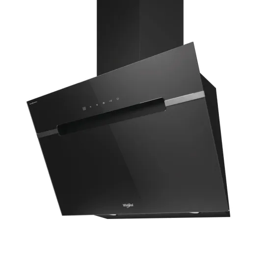 Whirlpool WHVS 91F LT DP K beépíthető falra szerelhető döntött kürtös konyhai elszívó, 89.8x36.8x147.5 cm, fekete szín 