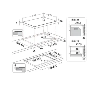 Whirlpool WL S2177 CPNE beépíthető indukciós kerámialap, 77x51x5.4 cm, fekete szín 