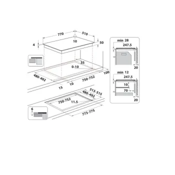 Whirlpool WL S3777 NE BM beépíthető indukciós kerámialap, 77x51x5.4 cm, fekete szín 