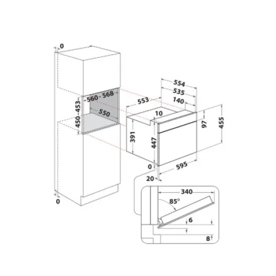 Whirlpool WMW47HMB beépíthető mikrohullámú sütő, 40L, 900W, 59.5x56x45.5 cm, fekete szín 