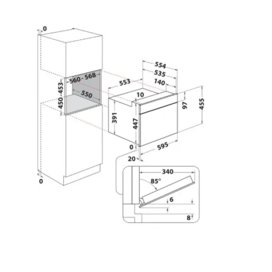 Whirlpool WMW57DHME beépíthető mikrohullámú sütő ,40L, 900W, 59.5x56x45.5 cm, urban beige szín 