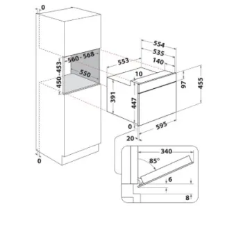 Whirlpool WMW57DHMX beépíthető mikrohullámú sütő, 40L, 900W, 59.5x56x45.5 cm, inox szín