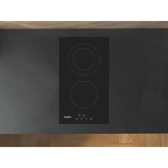 Whirlpool WRD 6030 B beépíthető dominó 2 főzőzónás kerámialap, 30x52x4.7 cm, fekete szín