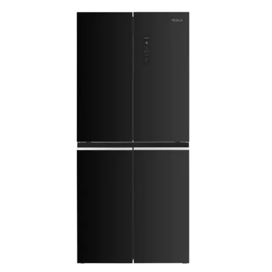 Tesla RM4700FHBE Total No Frost side by side hűtőszekrény, Dupla Inverter Kompresszor, 273/175L, 79.5x73.5x180 cm, fekete üveg 