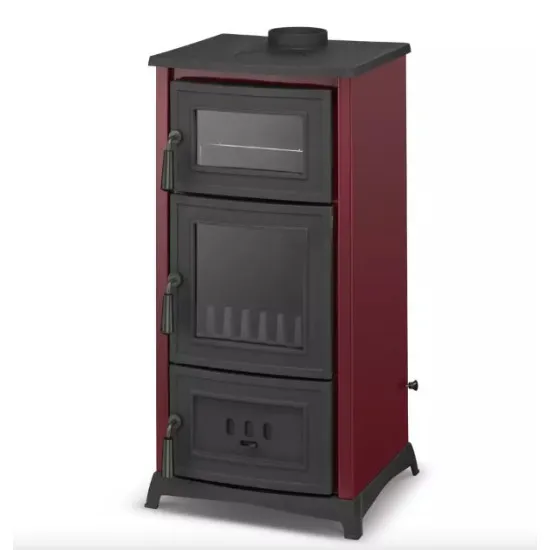 Warnex Hunor 901 bordó öntvény sütős kandalló, 6.22kW Öntöttvas tűztér és fedlap