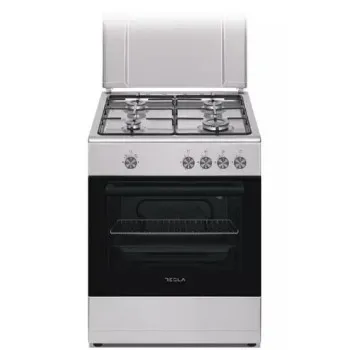 Tesla CG6400SX 60cm inox gáztűzhely,egykezes szikragyújtás,sütő világítás