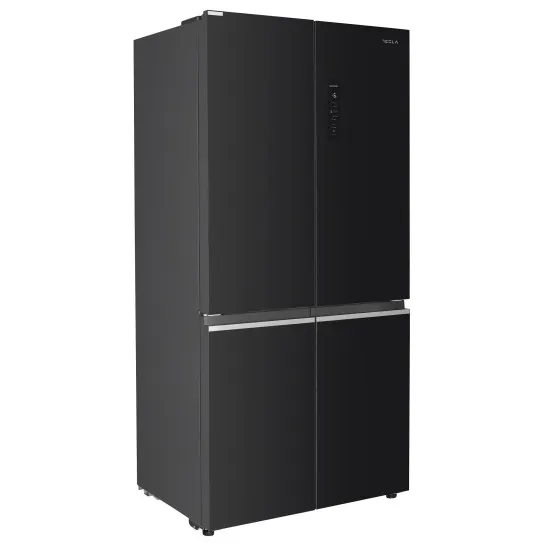 Tesla RM4700FHBE Total No Frost side by side hűtőszekrény, Dupla Inverter Kompresszor, 273/175L, 79.5x73.5x180 cm, fekete üveg 