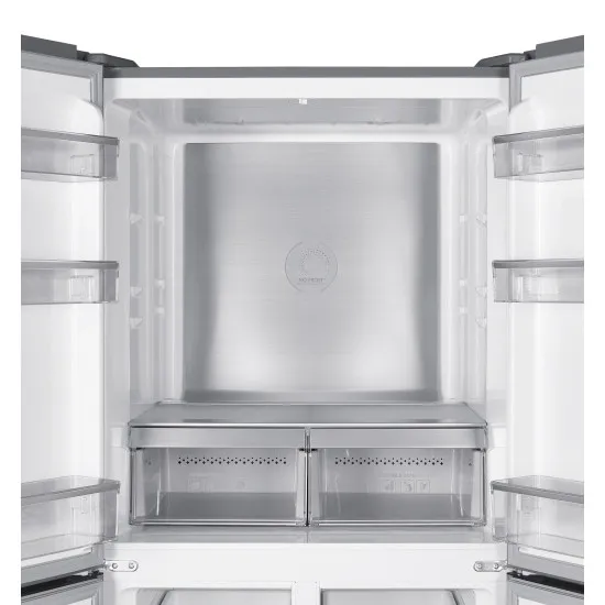 Tesla RM4700FHBE Total No Frost side by side hűtőszekrény, Dupla Inverter Kompresszor, 273/175L, 79.5x73.5x180 cm, fekete üveg 