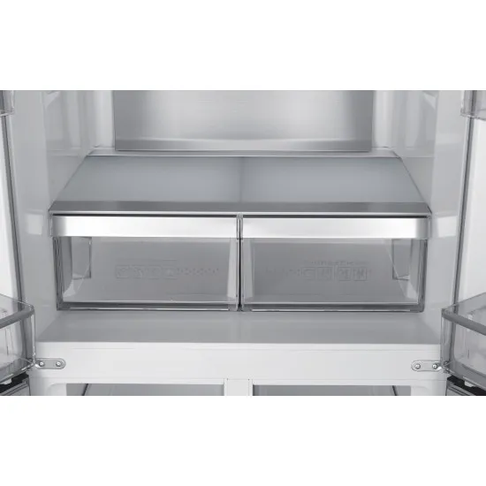 Tesla RM4700FHBE Total No Frost side by side hűtőszekrény, Dupla Inverter Kompresszor, 273/175L, 79.5x73.5x180 cm, fekete üveg 