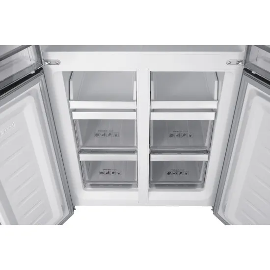 Tesla RM4700FHBE Total No Frost side by side hűtőszekrény, Dupla Inverter Kompresszor, 273/175L, 79.5x73.5x180 cm, fekete üveg 