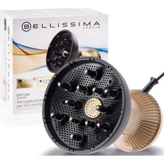 Imetec Bellissima Diffon 11824 Supreme, forró levegős diffúzor hajformázó göndör hajhoz, XL diffúzor 12 ujjal, kerámia és argán olajtechnológia, 2 sebesség, 3 hőmérséklet, finom szárítás