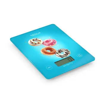 Tesla KS100BL digitális konyhai mérleg,5kg méréshatárral,fánk mintás kék