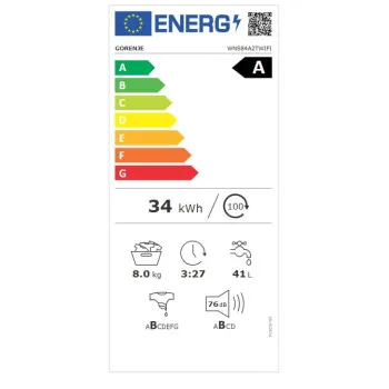 Gorenje WNS84A2TWIFI elöltöltős mosógép,inverter motor,gőzfunkció,8kg, 60x54.5x85cm