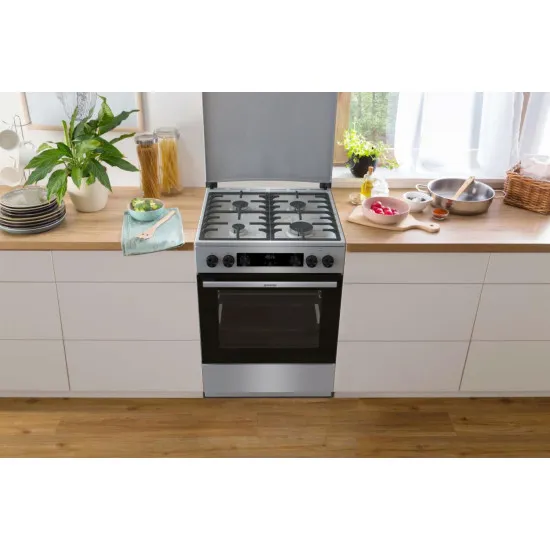 Gorenje GKS6C71XF kombinált tűzhely, 71L, fém dísztető, 60x60x85 cm, inox 