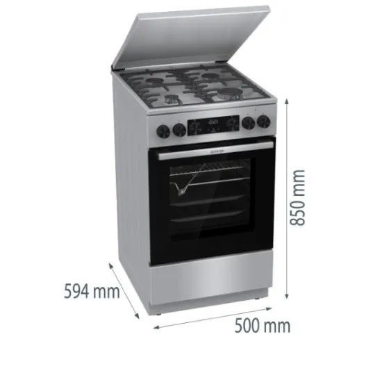 Gorenje GKS5C71XF kombinált tűzhely, 70L, fém dísztető, 50x59.4x85 cm, inox 