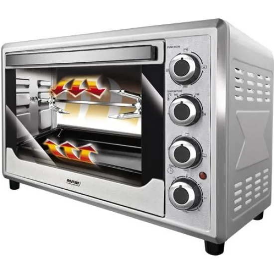 MPM MPE-08/T elektromos sütő rozsdamentes külső 2000W 45L, hőlégkeverés, időzitő MPE08/T