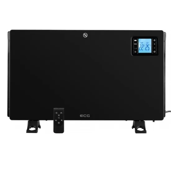 ECG TK 2080 DR Black LCD kijelzős távvezérlős szabadon álló meleg levegős konvektor ventilátorral 750/1250/2000 W
