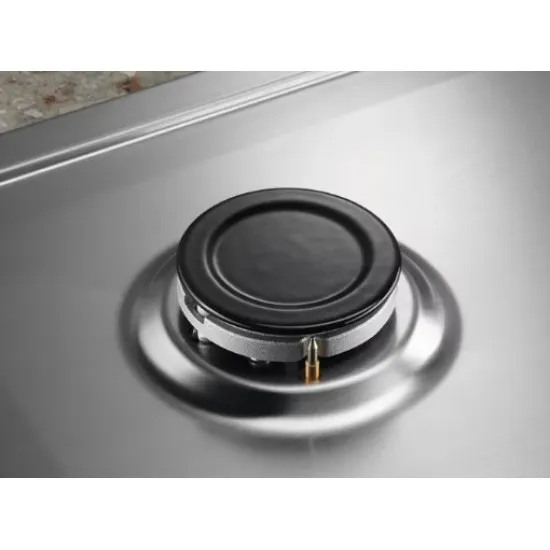 Electrolux KGS6424SX beépíthető gáz főzőlap, inox, 2 matt fekete zománcozott tartórács