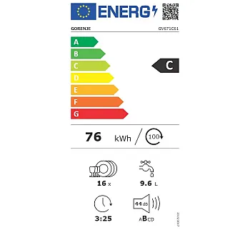Gorenje GV671C61 teljesen beépíthető mosogatógép, inverter motor, 16 teríték, 60 cm