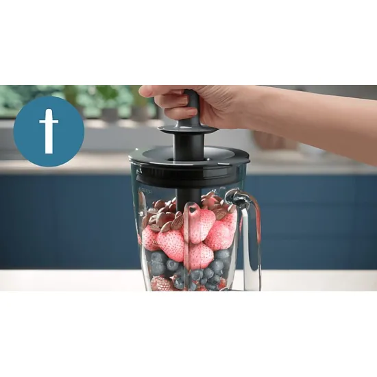 Philips HR3030/00 turmixgép, 1200W, 2L, üveg kehely, fekete 