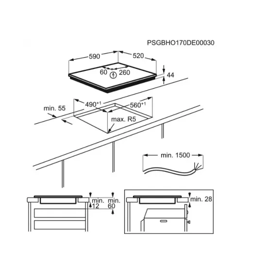 Electrolux LIR60433B beépíthető indukciós kerámia kerámialap. 59x52x4.4 cm 