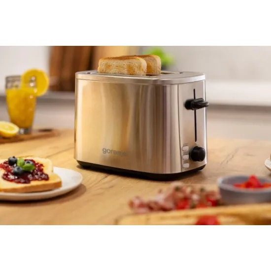 Gorenje T800DS kenyérpiritó, 2 szeletes, kicsúsztatható morzsatálcával, melegítő funkció, inox 