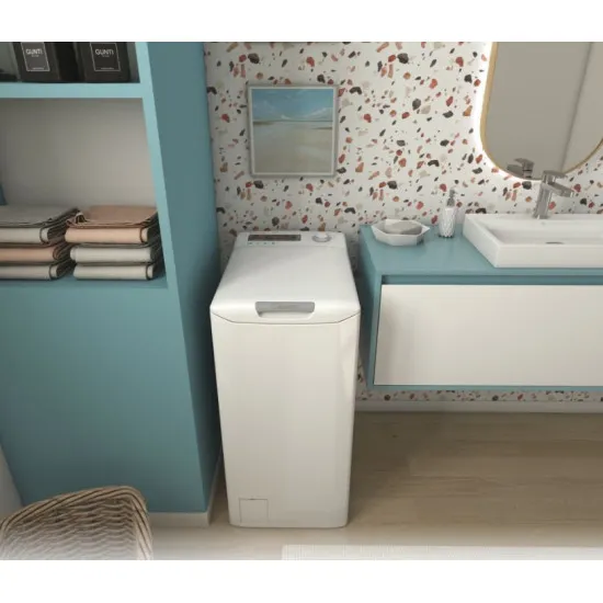 Candy TCA284TM5-S felültöltős mosógép ,8kg, inverter motor, Wifi+NFC, lágy dobnyitás, 41x60x86 cm