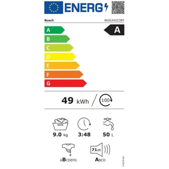 Bosch WGG242Z3BY, Elöltöltős mosógép