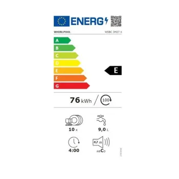 Whirlpool WSBC 3M27 X beépíthető kezelőpaneles keskeny mosogatógép,10 teríték,45x55.5x82cm,inox