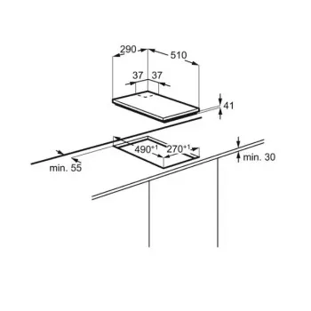 Electrolux EGG3322NVX Főzőlap Domino Beépíthető, inox, 29x51x4.1