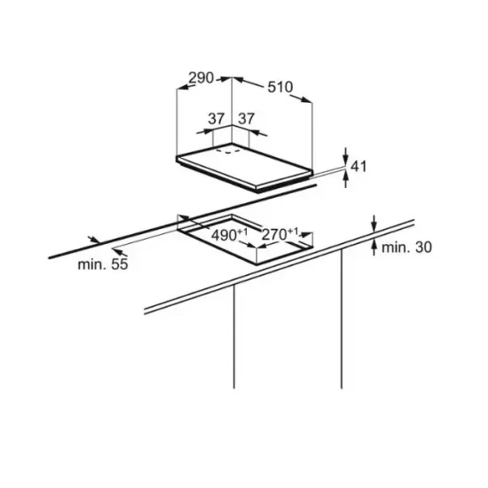 Electrolux EGG3322NVX Főzőlap Domino Beépíthető, inox, 29x51x4.1