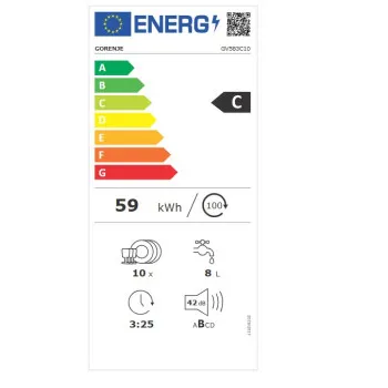 Gorenje GV583C10  teljesen beépíthető mosogatógép, inverter Power Drive motor, 10 terítékes, automatikus ajtónyitás, 44.8x55x81.5 cm 