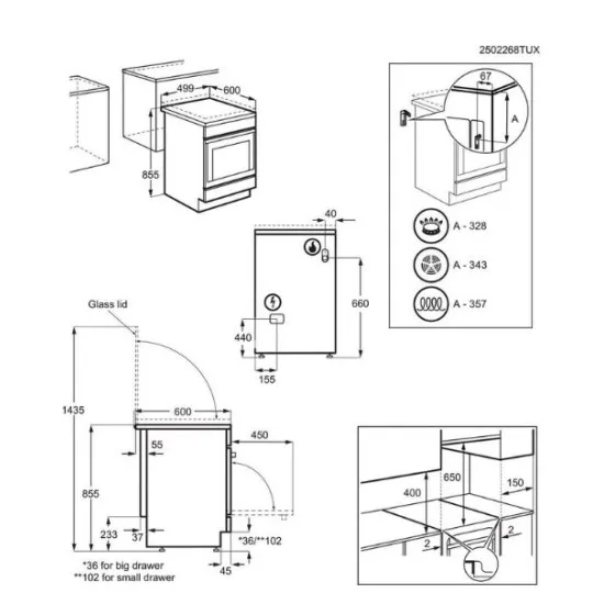 Electrolux LKG504011X gáztűzhely termosztátos gáz sütővel, légkeverés, katalitikus tisztítás, szikragyújtás, sütővilágítás, 50x60x85.5 cm 